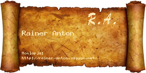 Rainer Anton névjegykártya